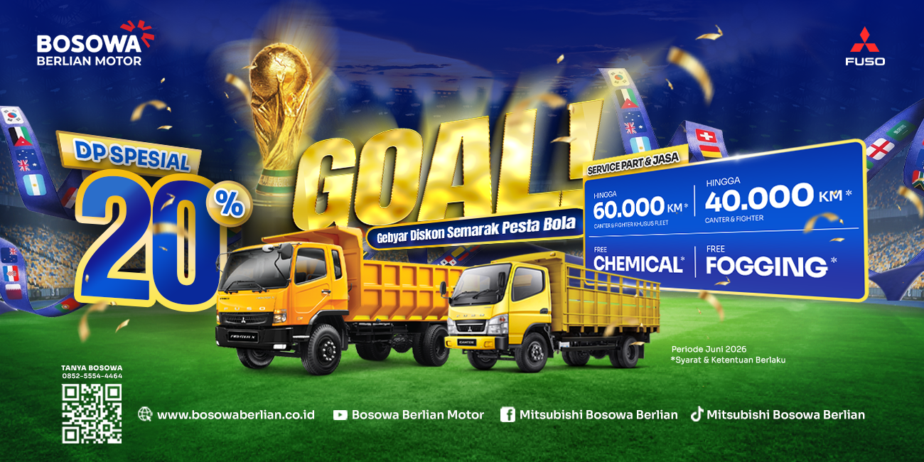 Promo GOAL! Commercial Vehicle — DP Spesial 20% Fuso Canter & Fighter X, Free Chemical & Fogging